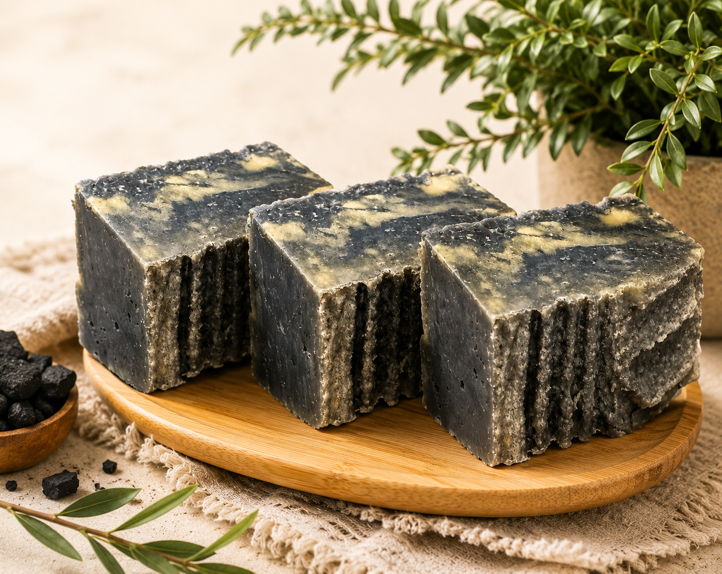 3 Bars of Midnight Timber Milk Soap | Activated Charcoal & Goat Milk