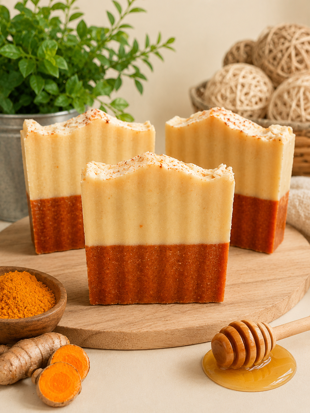 3 Bars Golden Meadow Turmeric Milk & Honey Soap | Handcrafted Cold Process Soap