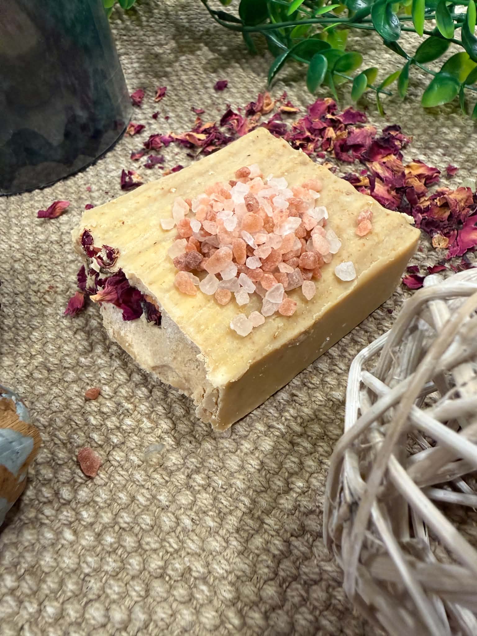 Himalayan Salt Milk Soap | Handcrafted Cold Process Soap with Pink Himalayan Salt, Goat Milk & Oatmeal