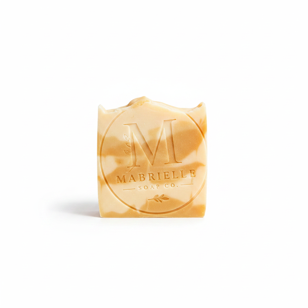 Mabrielle Soap Co. Papaya and Goat Milk Soap Bar on white background