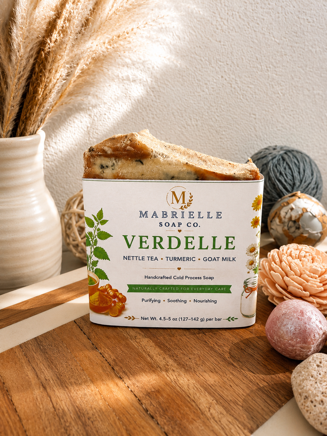 Verdelle Handcrafted Goat Milk Soap | Nettle Tea & Turmeric